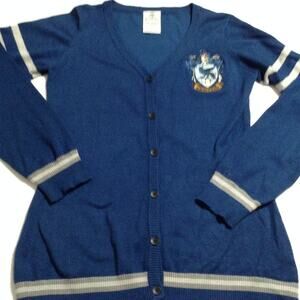 Harry Potter Ravenclaw House Cardigan Sweater Womens Blue Adult Medium Wizarding